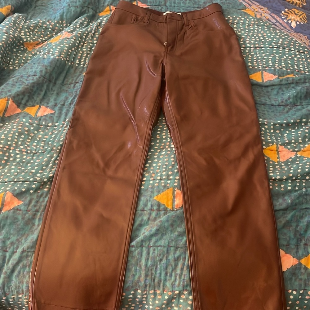 NWOT 90s straight faux-leather pants